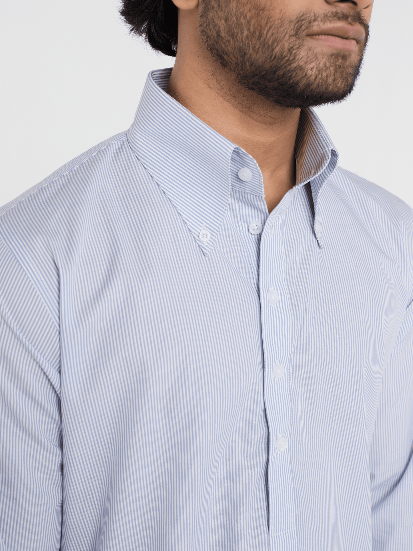 Blue Slim Stripe Button Down Kurta
