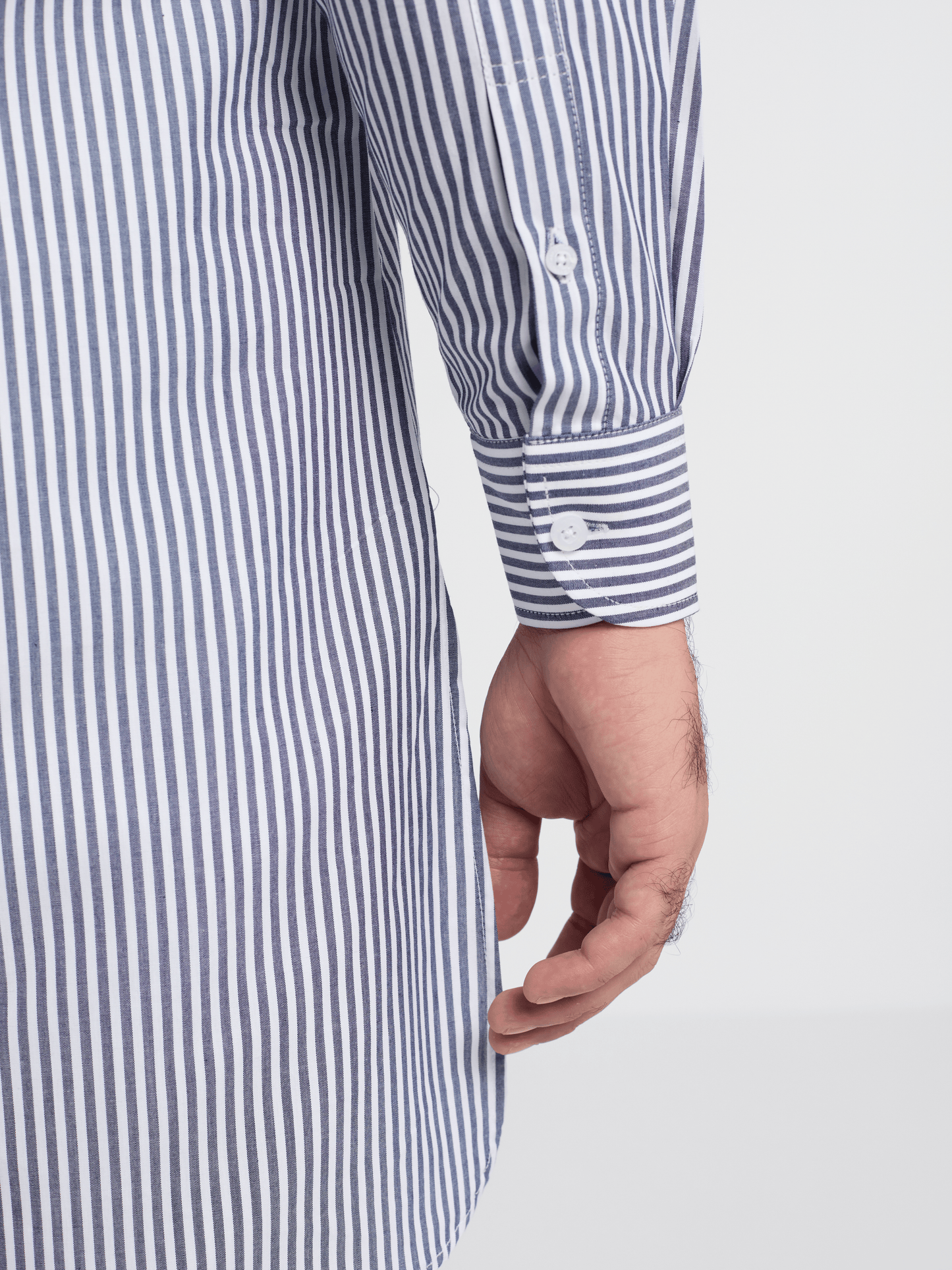Navy Bengal Stripe Button Down Kurta