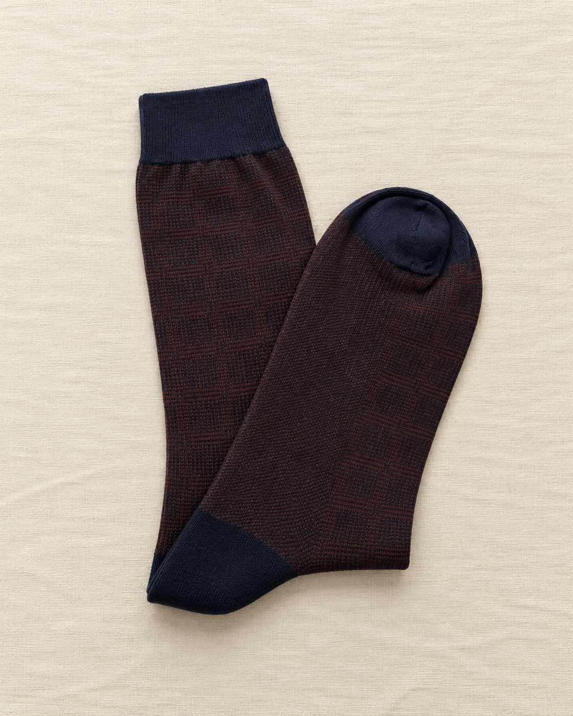 Burgundy &amp; Navy Textured Socks