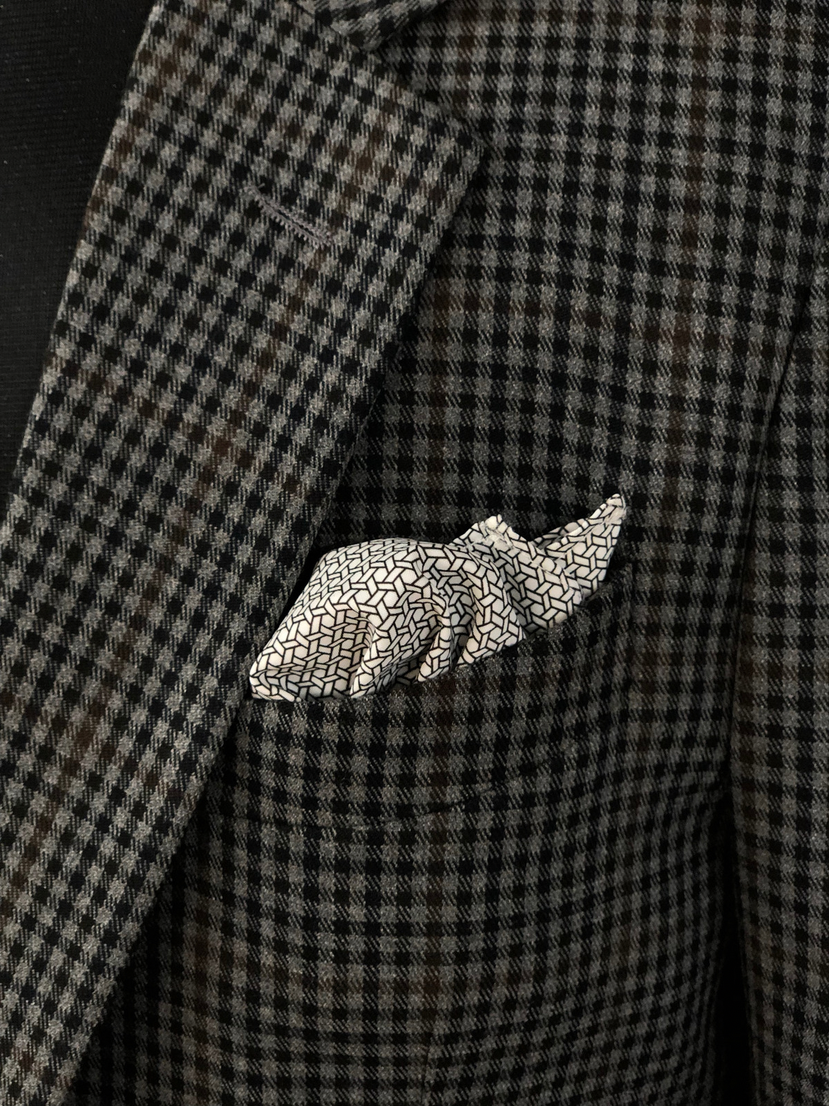 White Patterned Pocket Square