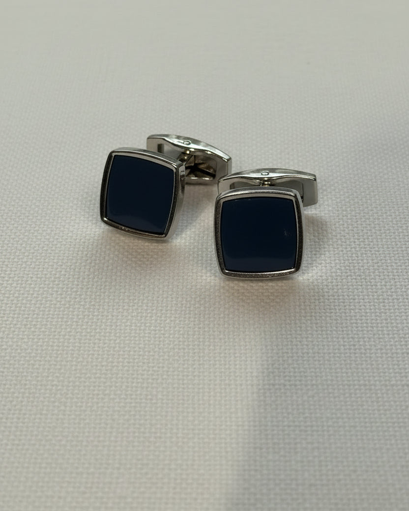 Navy Enamel Square Cufflinks