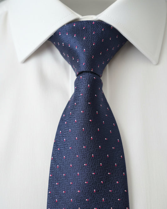 Navy Crimson Micro-Dot Tie