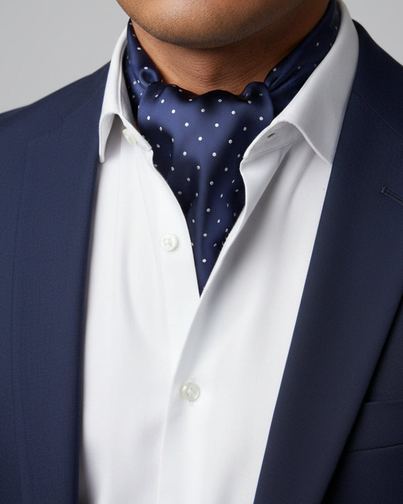 Navy Micro-Dot Ascot