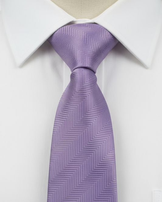 Lavender Herringbone Silk Tie
