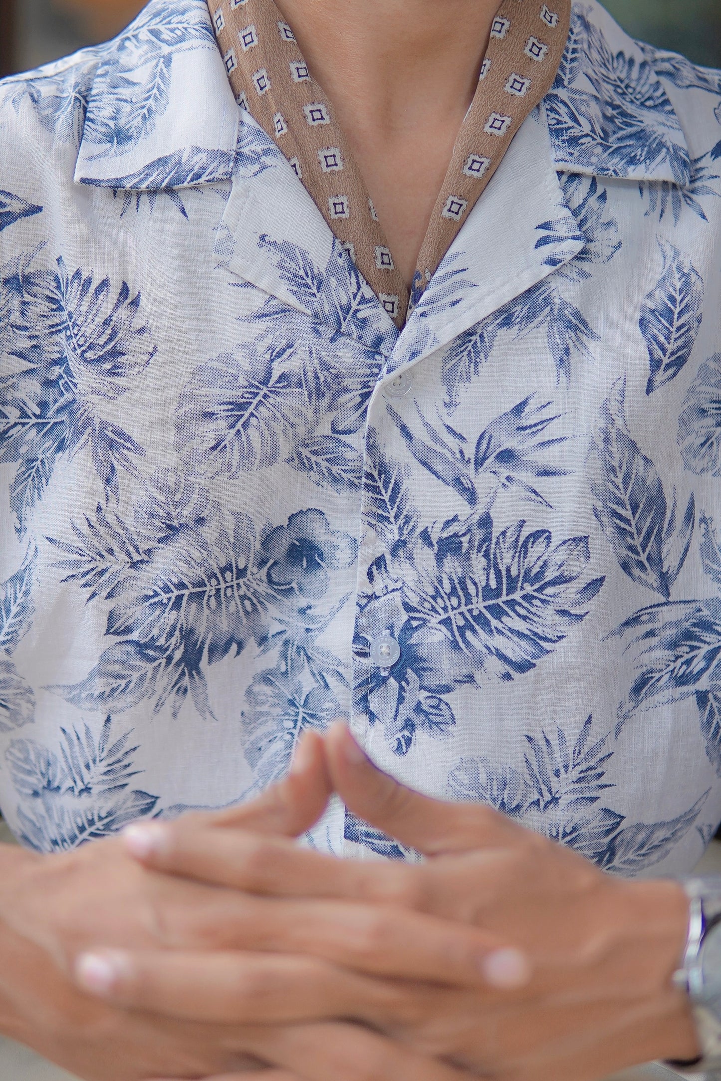 Navy & White Cuban Half Shirt