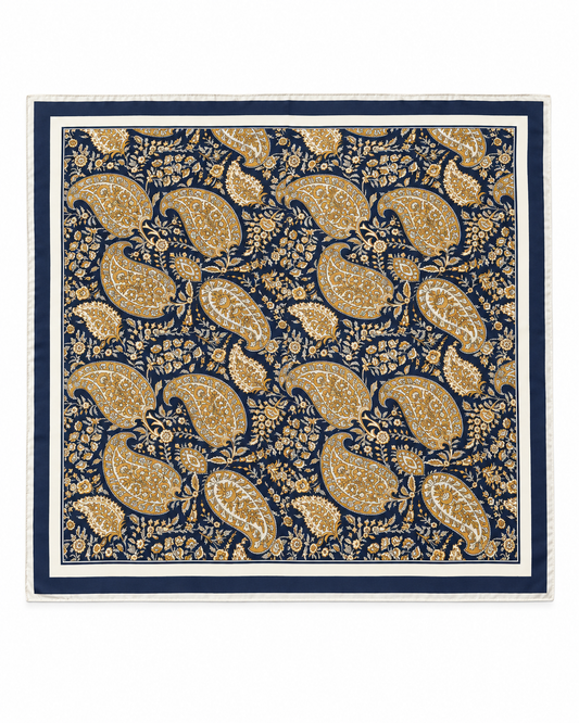 Navy Gold Paisley Bandana