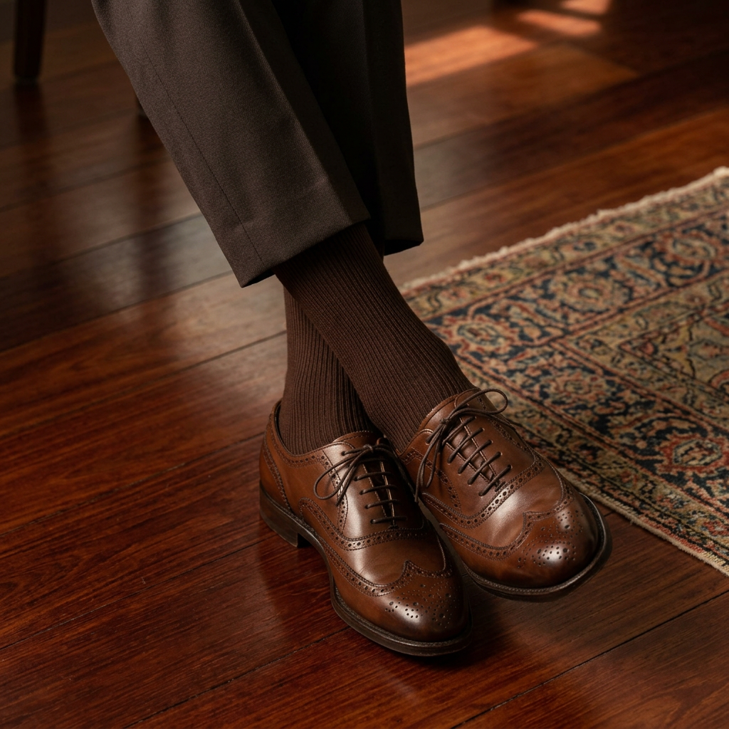 Chocolate Brown Ribbed Socks