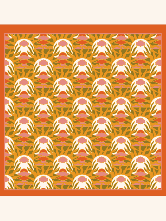 Orange Leaf Pattern Pocket Square