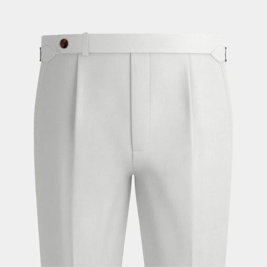 White Single Button Side Adjuster Formal Trouser