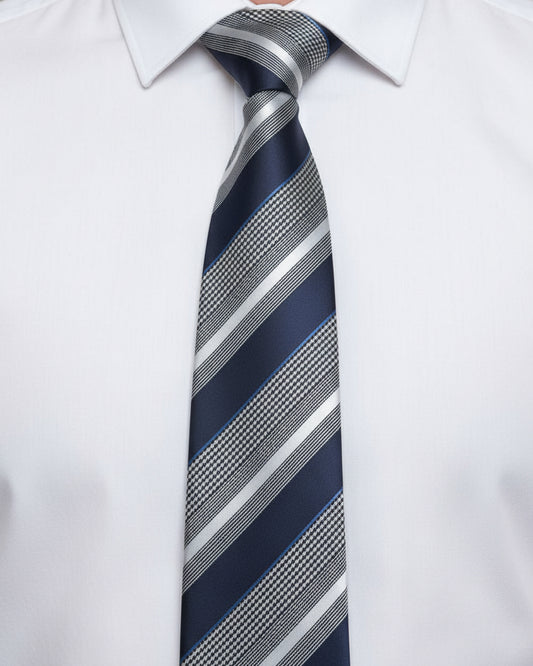 Regent Stripe Tie – Navy & Silver