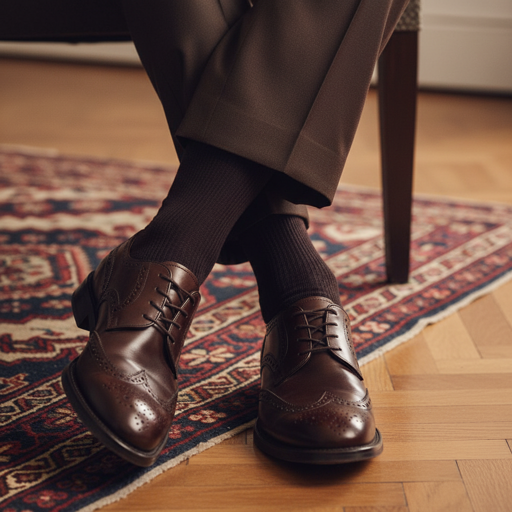 Burgundy & Black Contrast Dress Socks