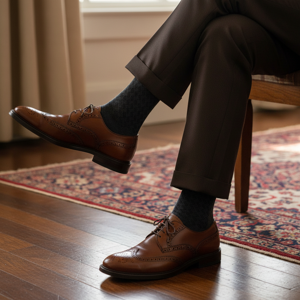 Charcoal Herringbone Socks