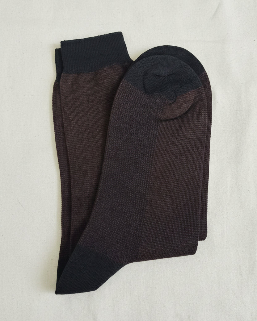 Burgundy & Black Contrast Dress Socks