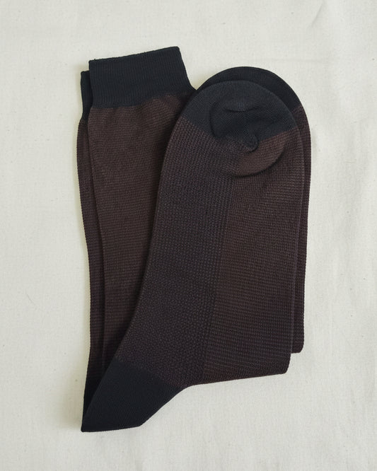 Burgundy & Black Contrast Dress Socks