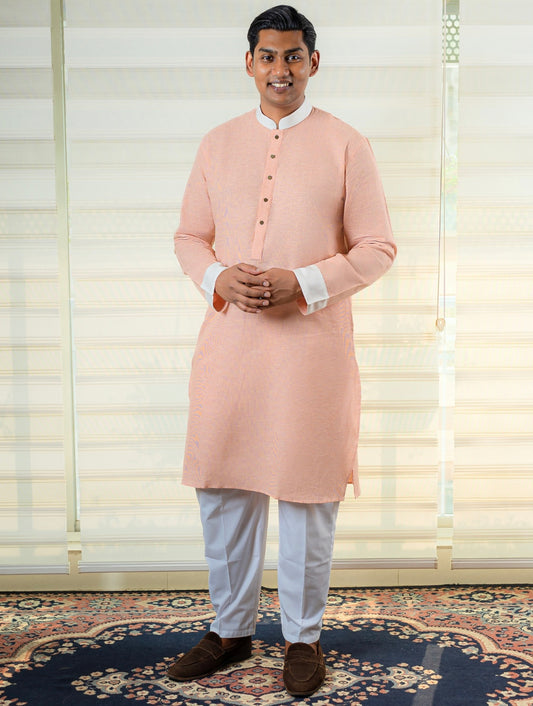 Peach Turn Up Kurta