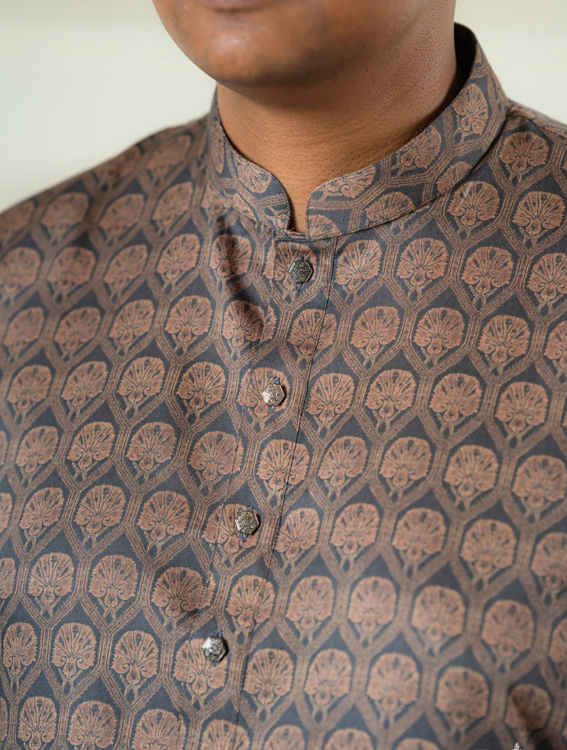 Olive Matching Patterned Kurtas