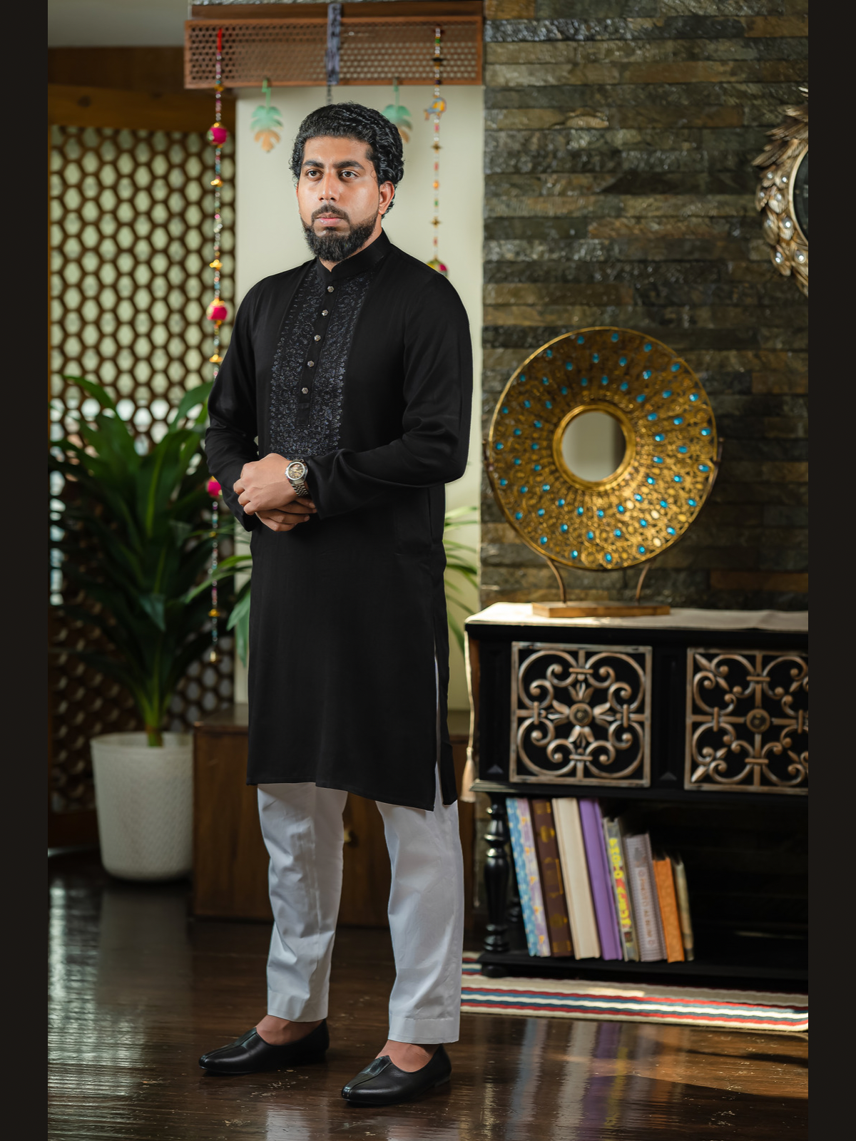 Black Embroidery Kurta