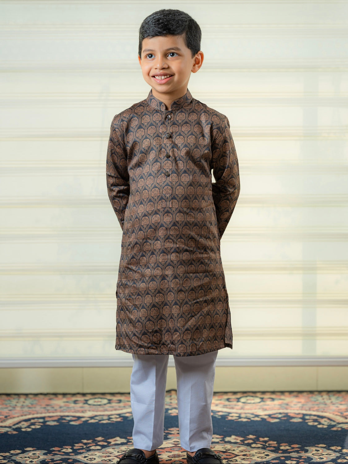 Olive Matching Patterned Kurtas