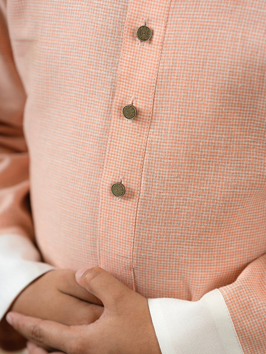 Peach Turn Up Kurta