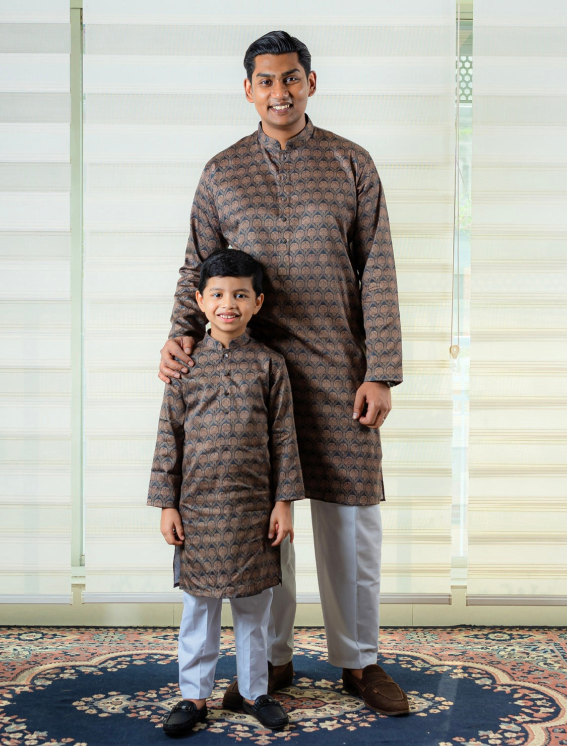 Olive Matching Patterned Kurtas